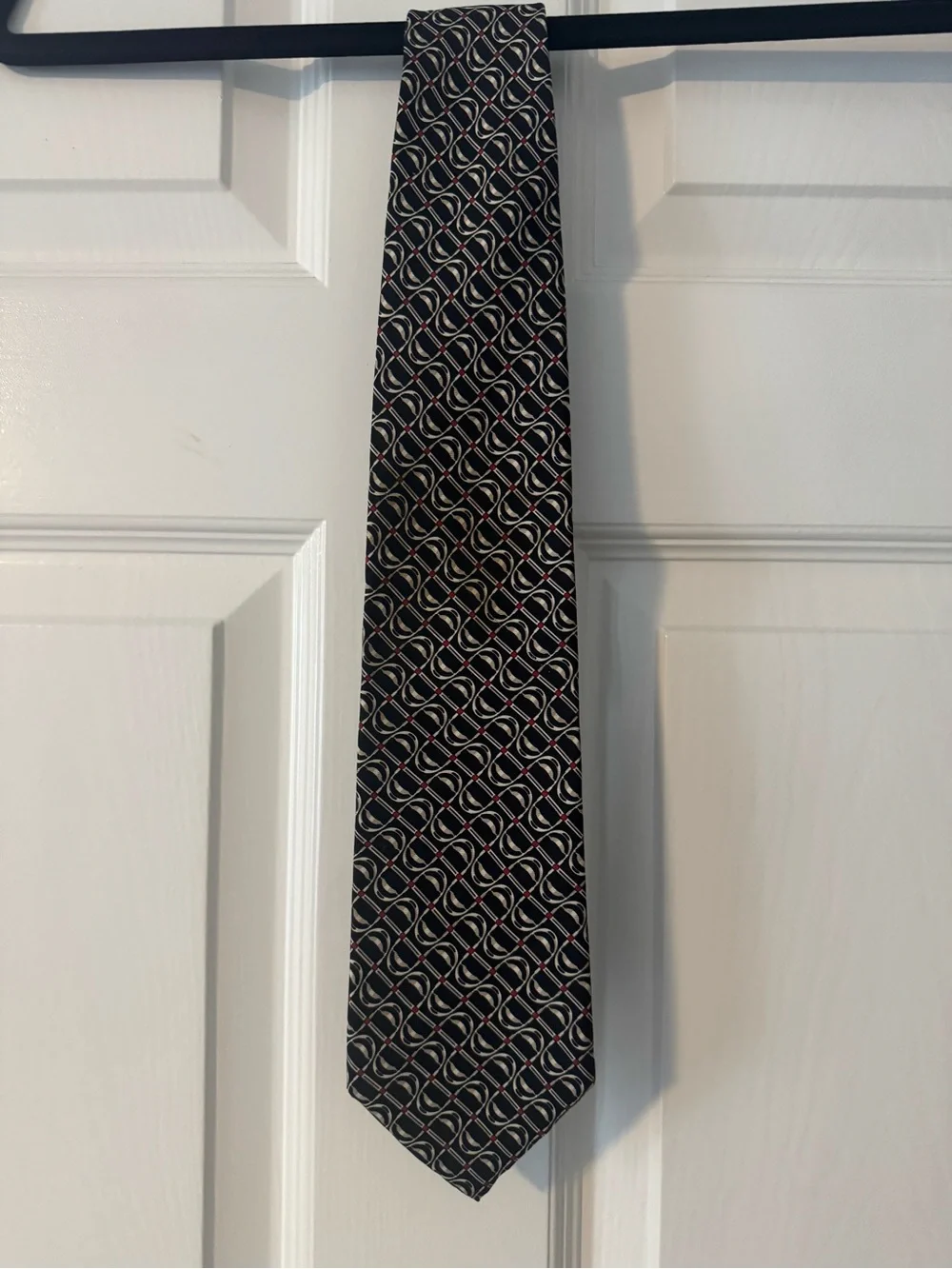 Brooks Brothers BFS (Vintage 90s) Black Geometric Silk Tie